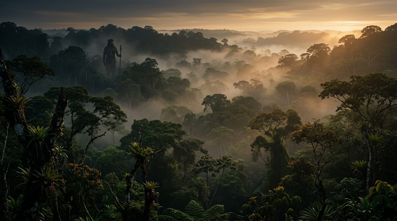 Amazonas-Regenwald im Hintergrund